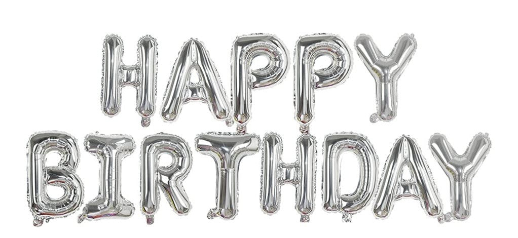 16" Silver Happy Birthday